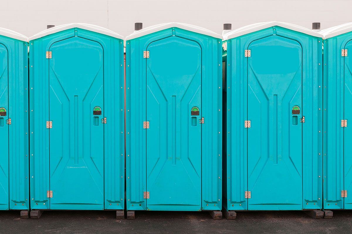 Industrial portable restroom units at a plant in Somerville Drive, Maryland