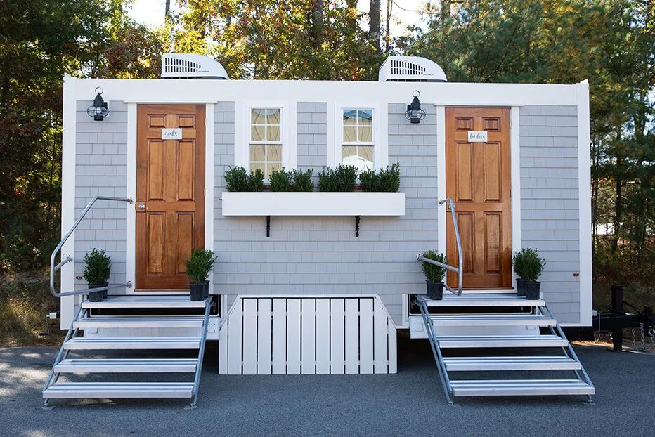 Wedding restroom units discretely staged at a venue in Somerville Drive, Maryland